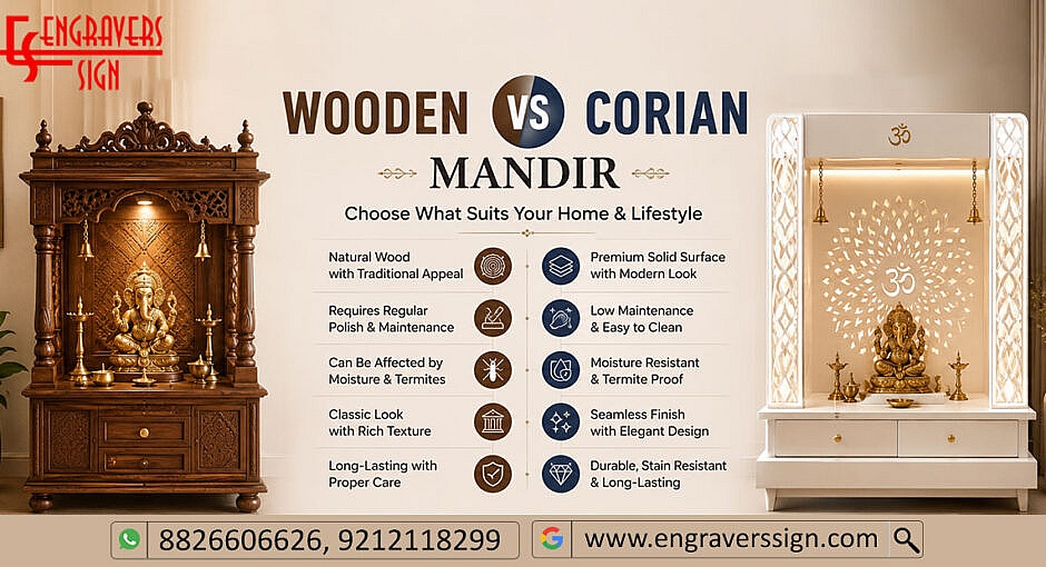 Wooden vs Corian Mandir