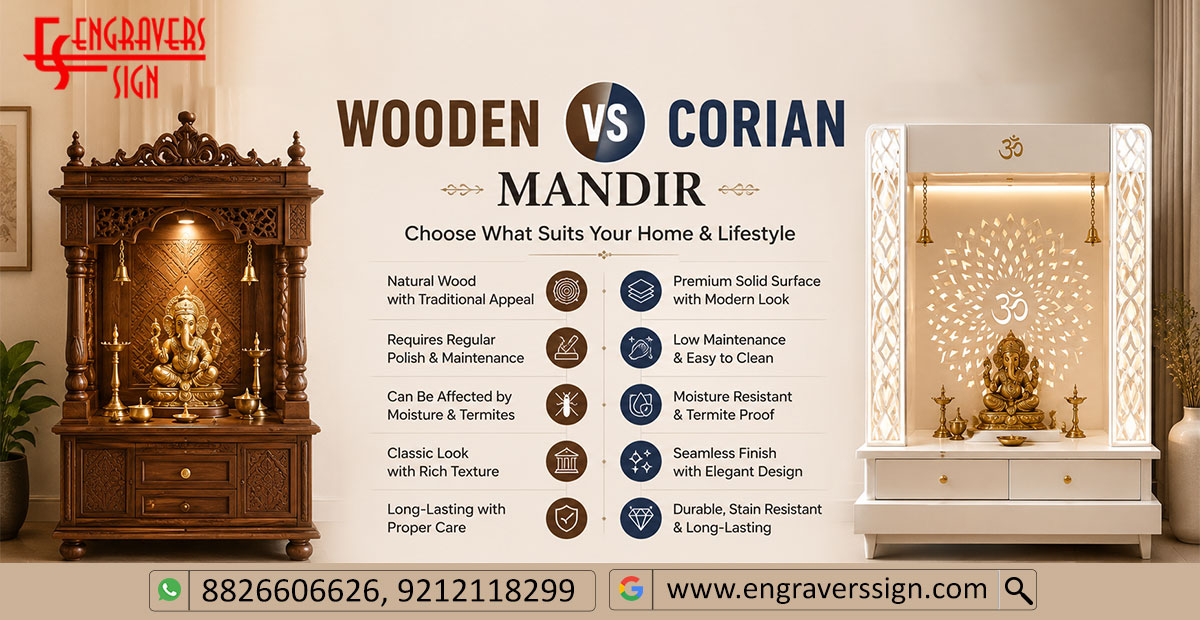 Wooden vs Corian Mandir